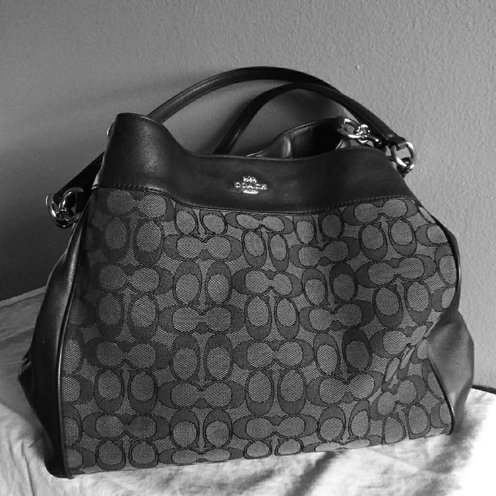 Black leather coach purse